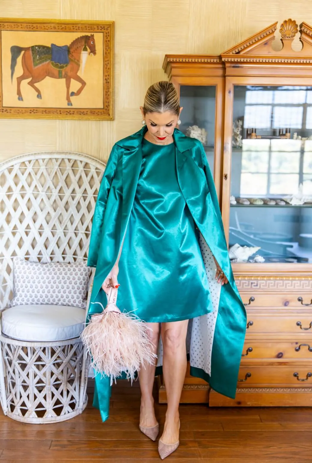Buru   Pencil & Paper Co. Evening Coat - Green Satin