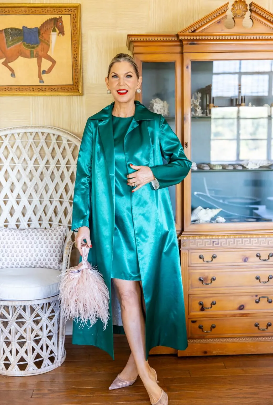 Buru   Pencil & Paper Co. Evening Coat - Green Satin