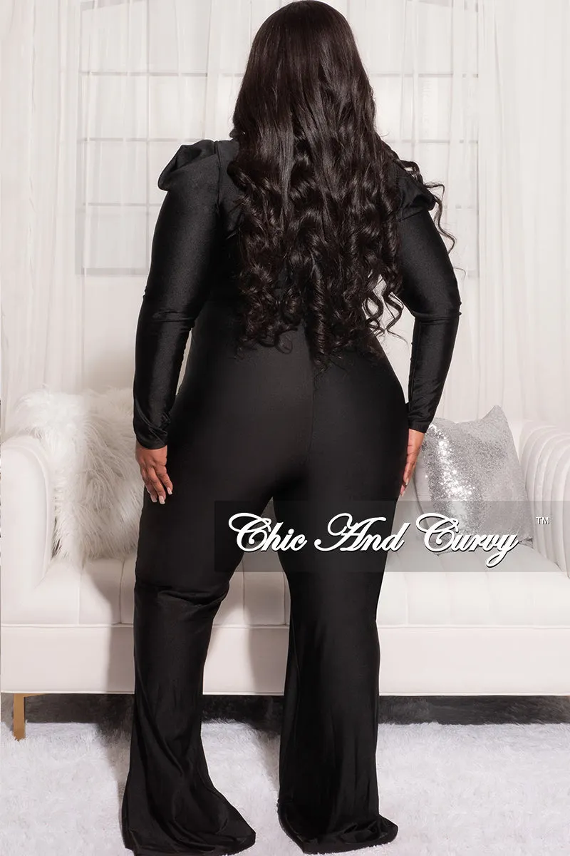 Final Sale Plus Size Faux Wrap Jumpsuit with Tie in Black