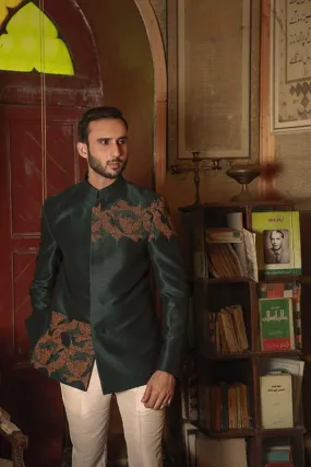 GEM Garments - Habeeb - Prince Coat - Dark Green - 1 Piece - Indian Silk