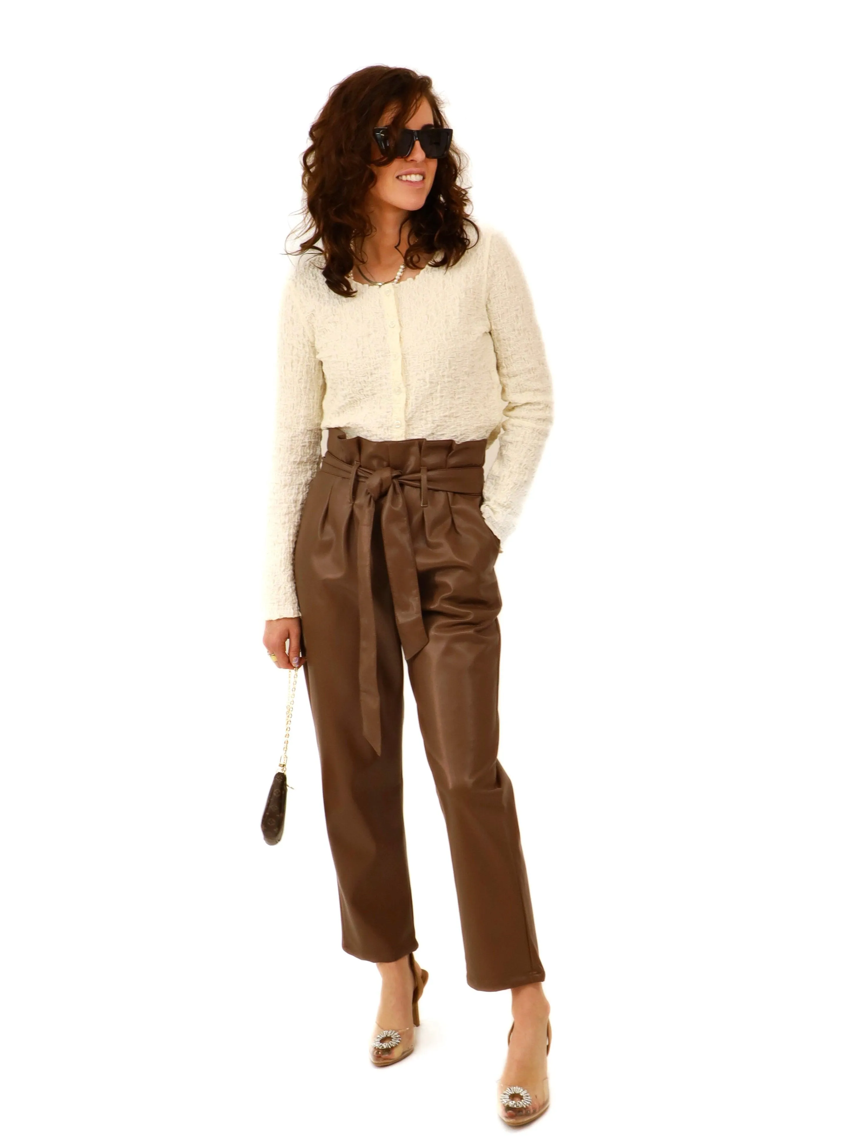 Knotted Faux Leather Pant