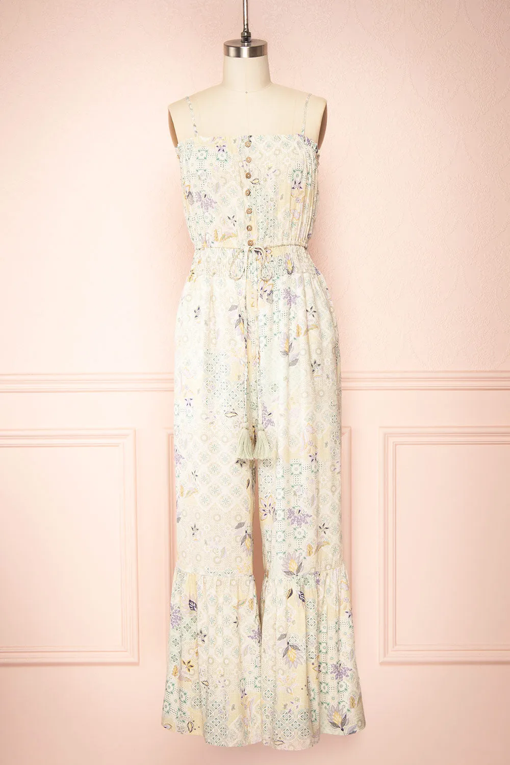 Marbella | Floral Print Flared Leg Jumpsuit