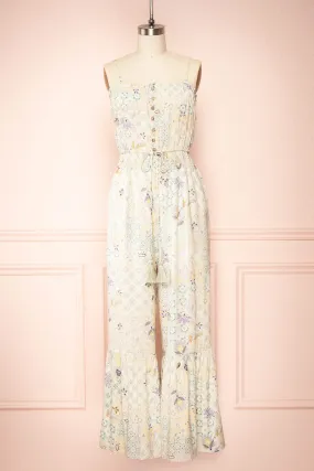 Marbella | Floral Print Flared Leg Jumpsuit