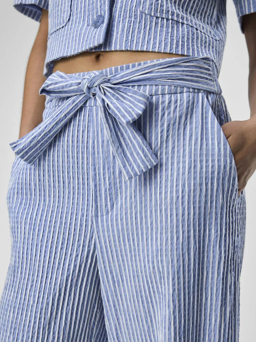 Maya High Waisted Pants (Palace Blue/White)