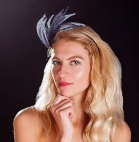 Navy and light blue crown fascinator
