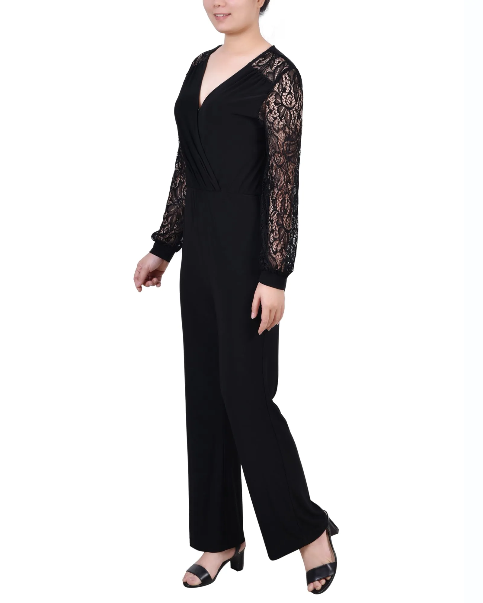 Petite Jumpsuit With Lace Sleeve