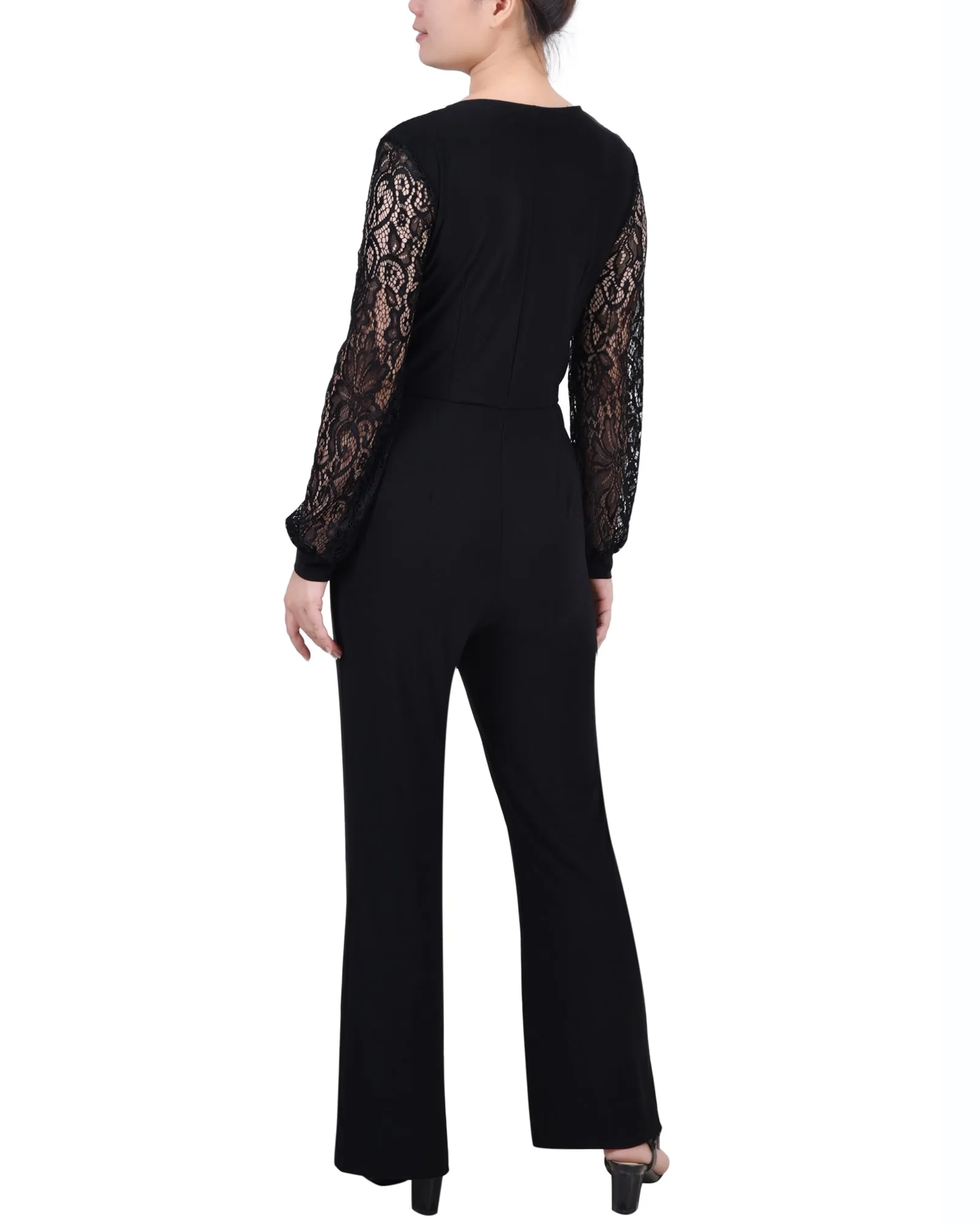Petite Jumpsuit With Lace Sleeve