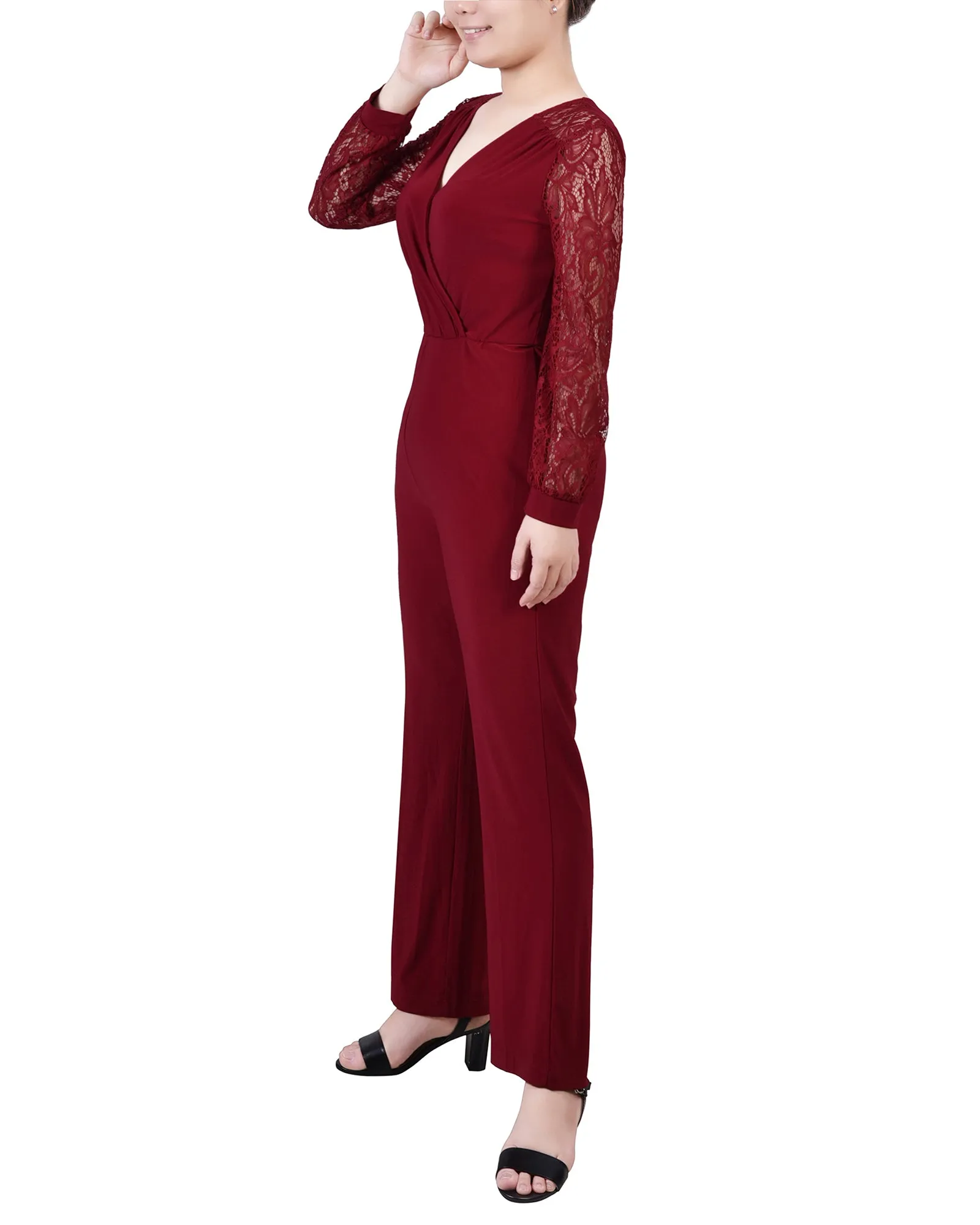Petite Jumpsuit With Lace Sleeve