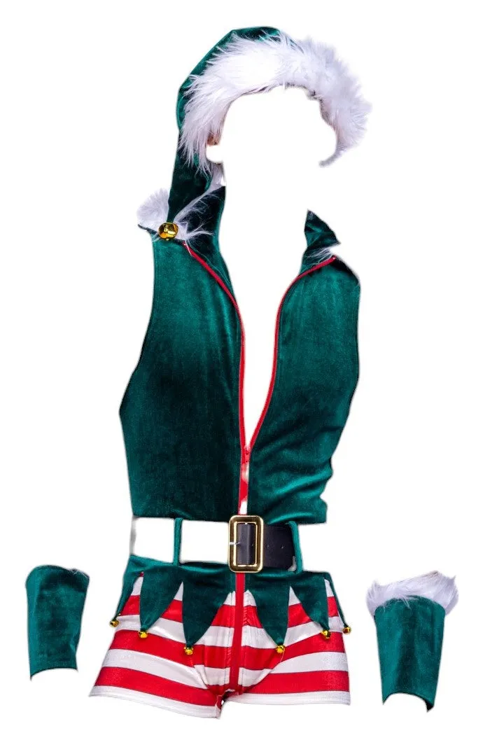 Roma Costume 2 PC Men's Naughty Elf Green/White