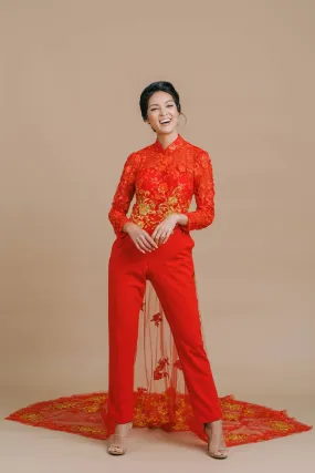 Sahra Bespoke Jumpsuit | Modern Vietnamese Chinese Wedding Dress