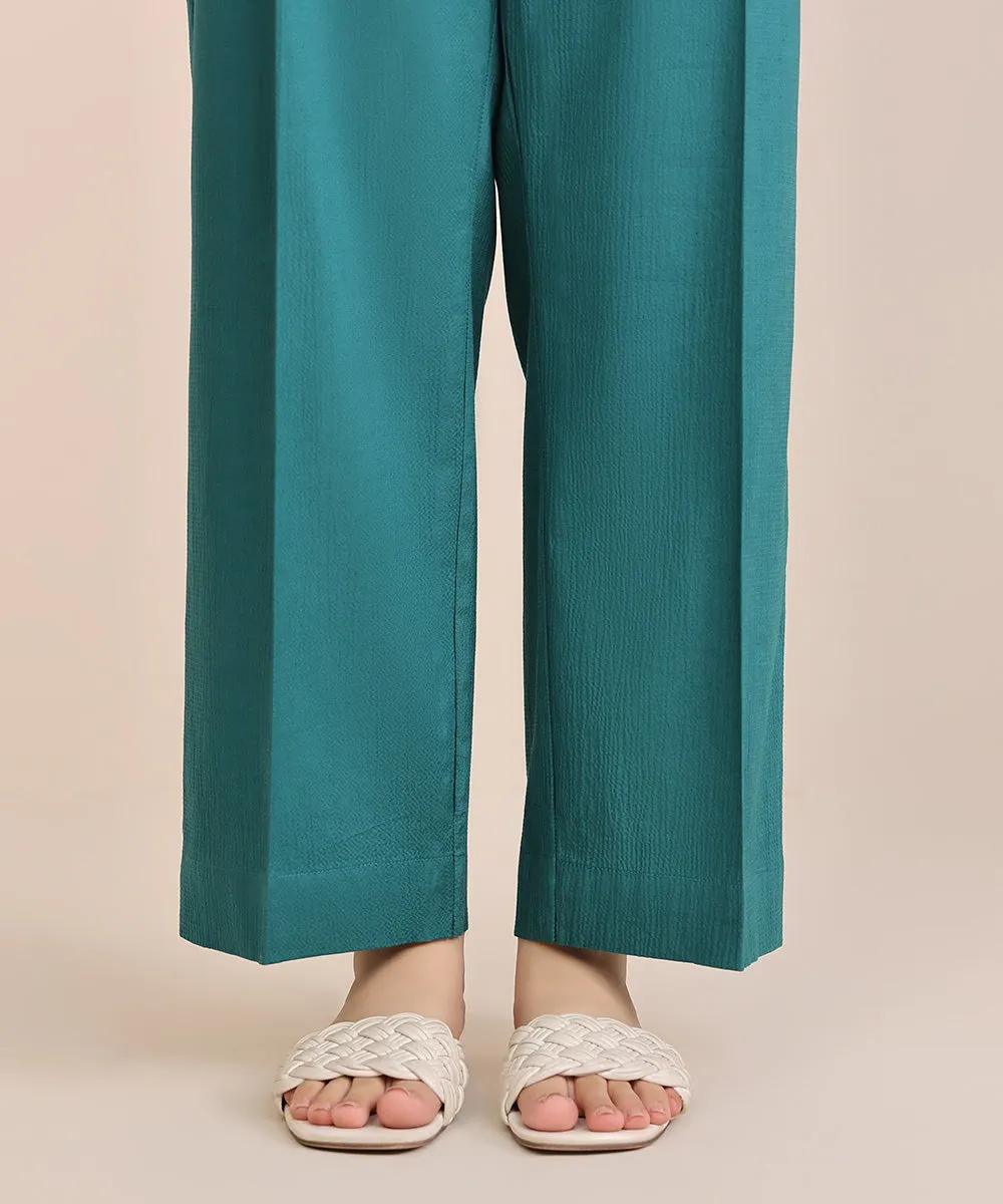Seersucker Straight Pants