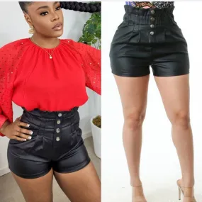Sora Leather Shorts (Black)