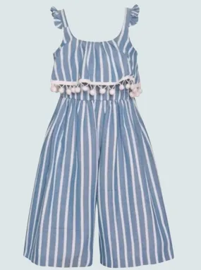 Spring Beauty Striped Pom Pom Jumpsuit