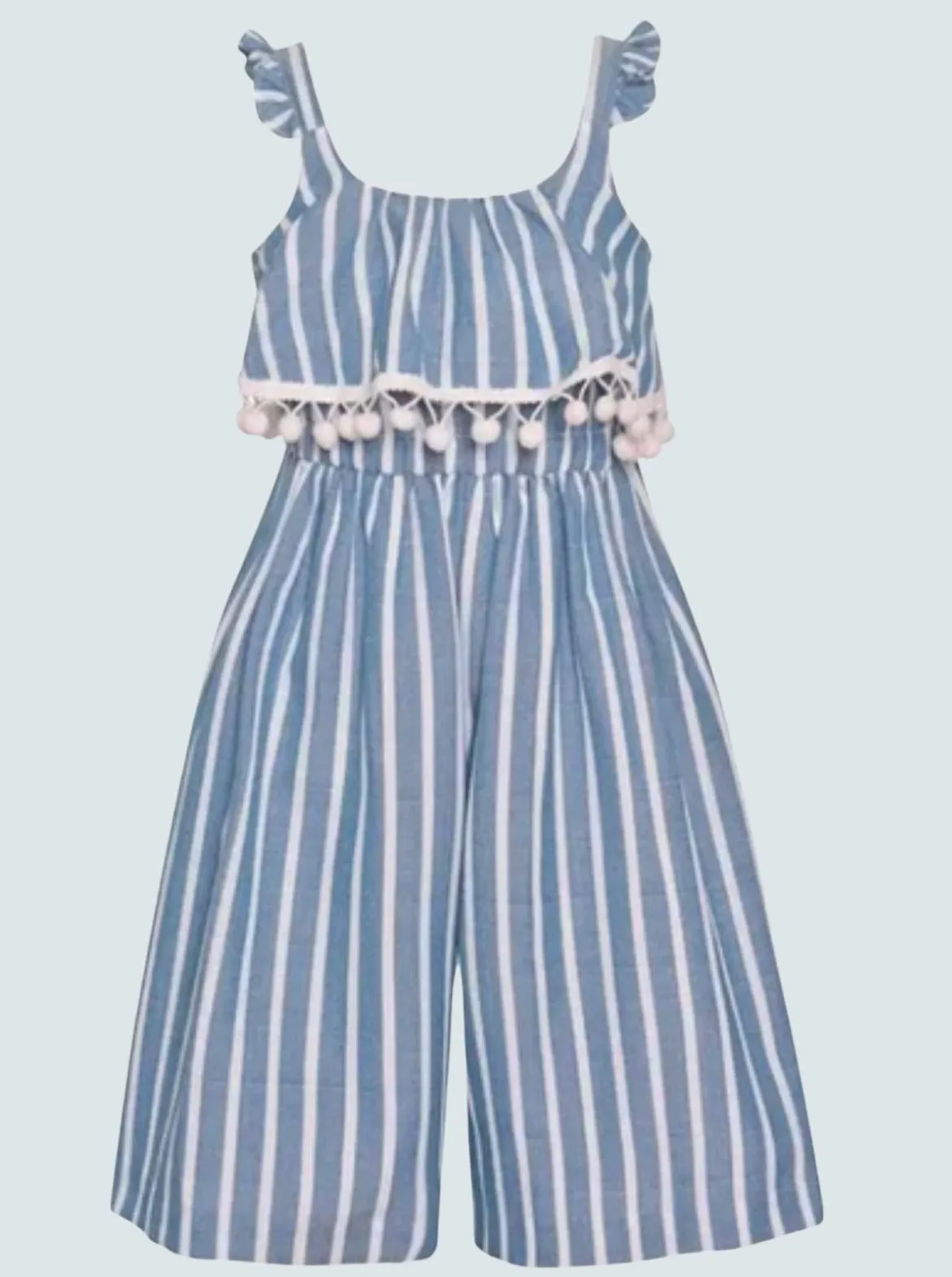 Spring Beauty Striped Pom Pom Jumpsuit
