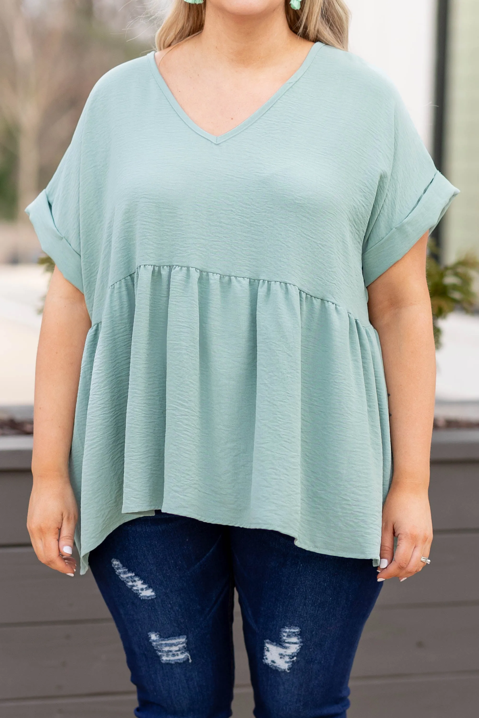 Wide Eyed Gaze Top, Aloe